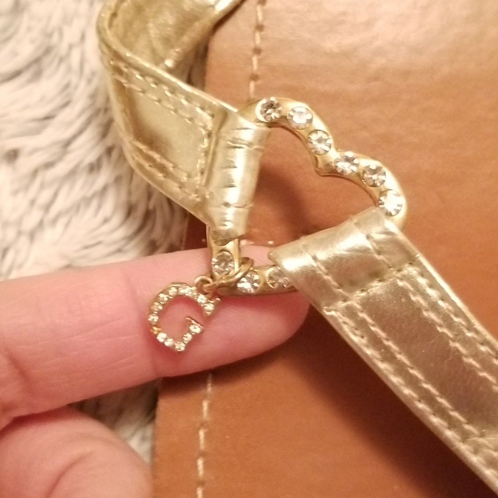 Guess Gold Heart flip flops